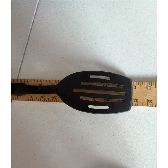 Pampered Chef set of 2 Black Nylon spatula 2351 & solid Spoon 2349 USA - Picture 12 of 15